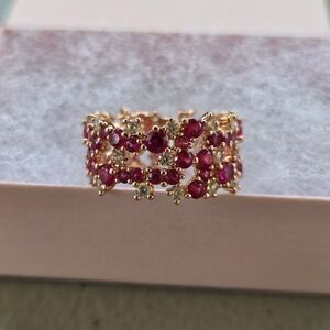 bp Gold-Tone Ring with Pink Stones